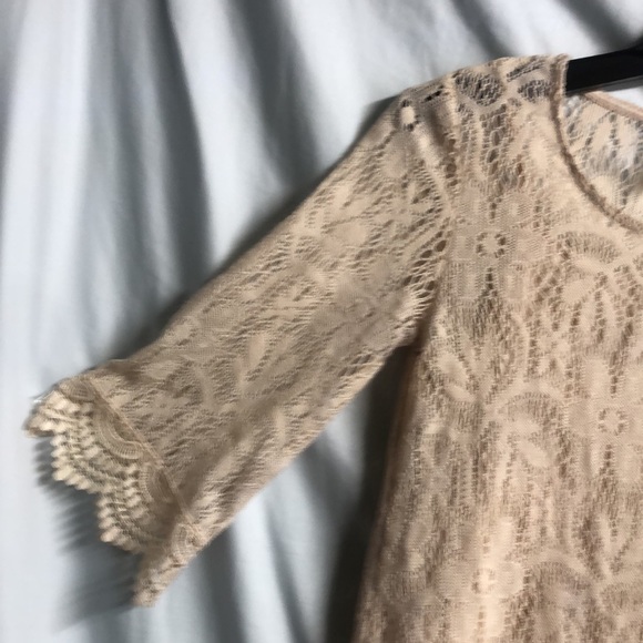 H&M divided cream color knit scalloped edge dress euc sz 4 - Picture 4 of 11